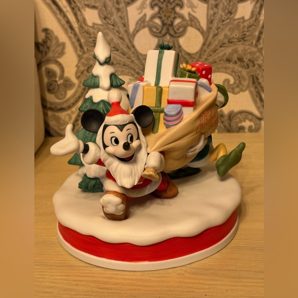 Disney Holiday Figurine with Santa Mickey 1985